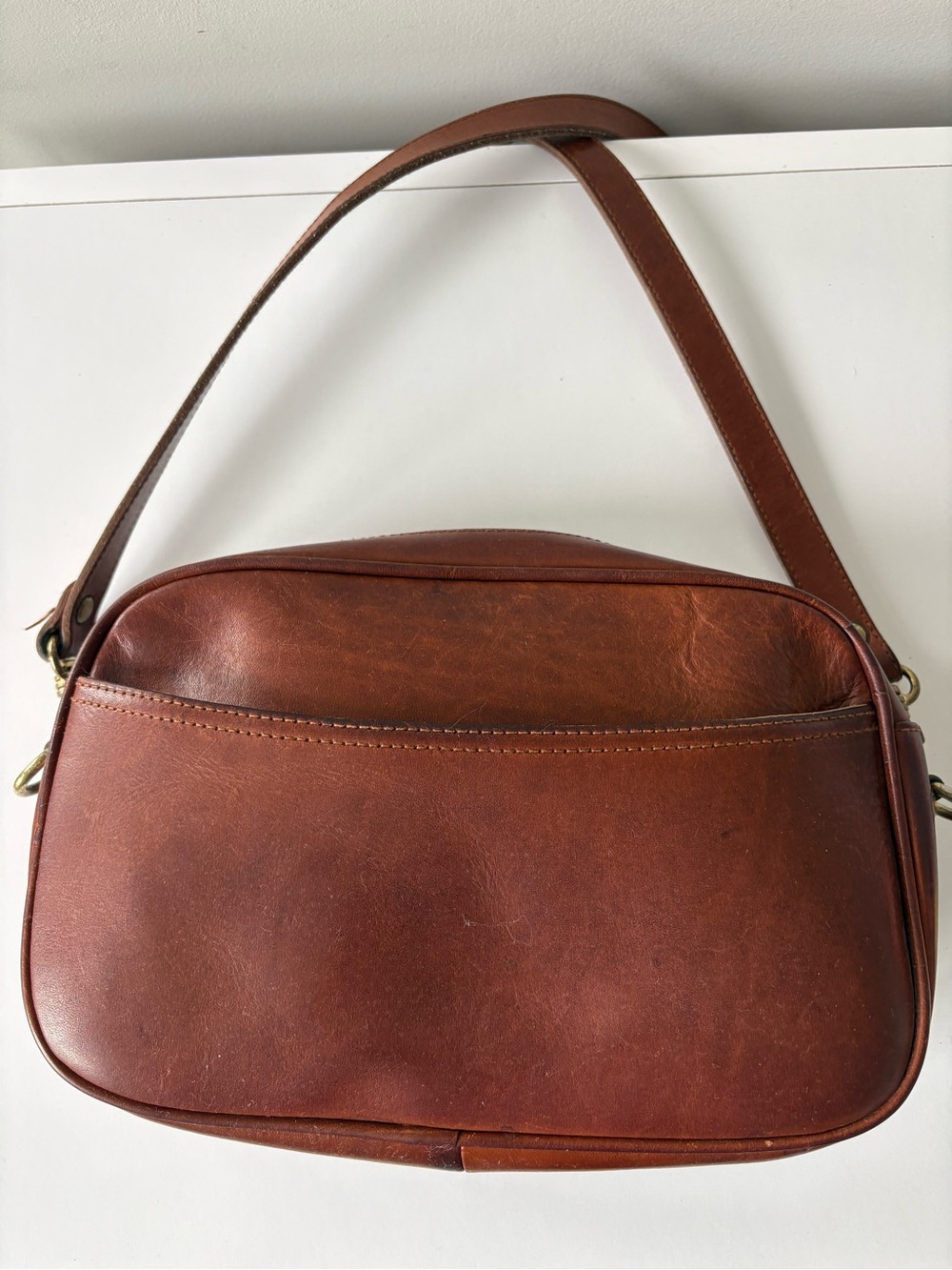 Vintage G.H. Bass & Co Genuine Leather Crossbody Bag Cognac Brown - Picture 5 of 14